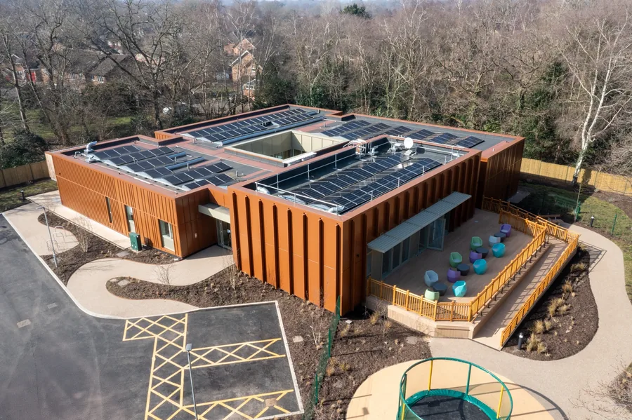 Aerial view of the respite centre and its courtyards