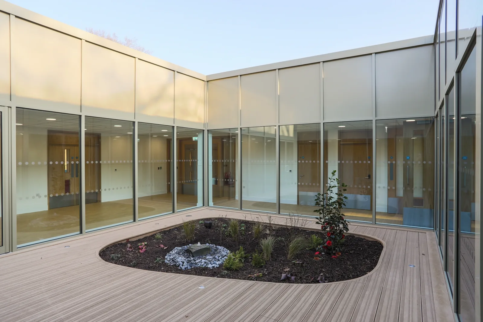 Glazed internal courtyard at the Short Breaks Respite Centre
