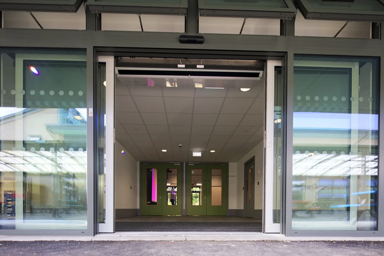 Glazed entrance of the Stonehenge School extension